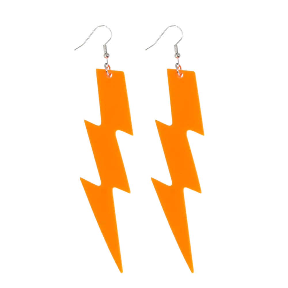 Boucles d’Oreilles Flash Orange Fluo UV – Modèle Néon Fluorescent Soirée, Festival