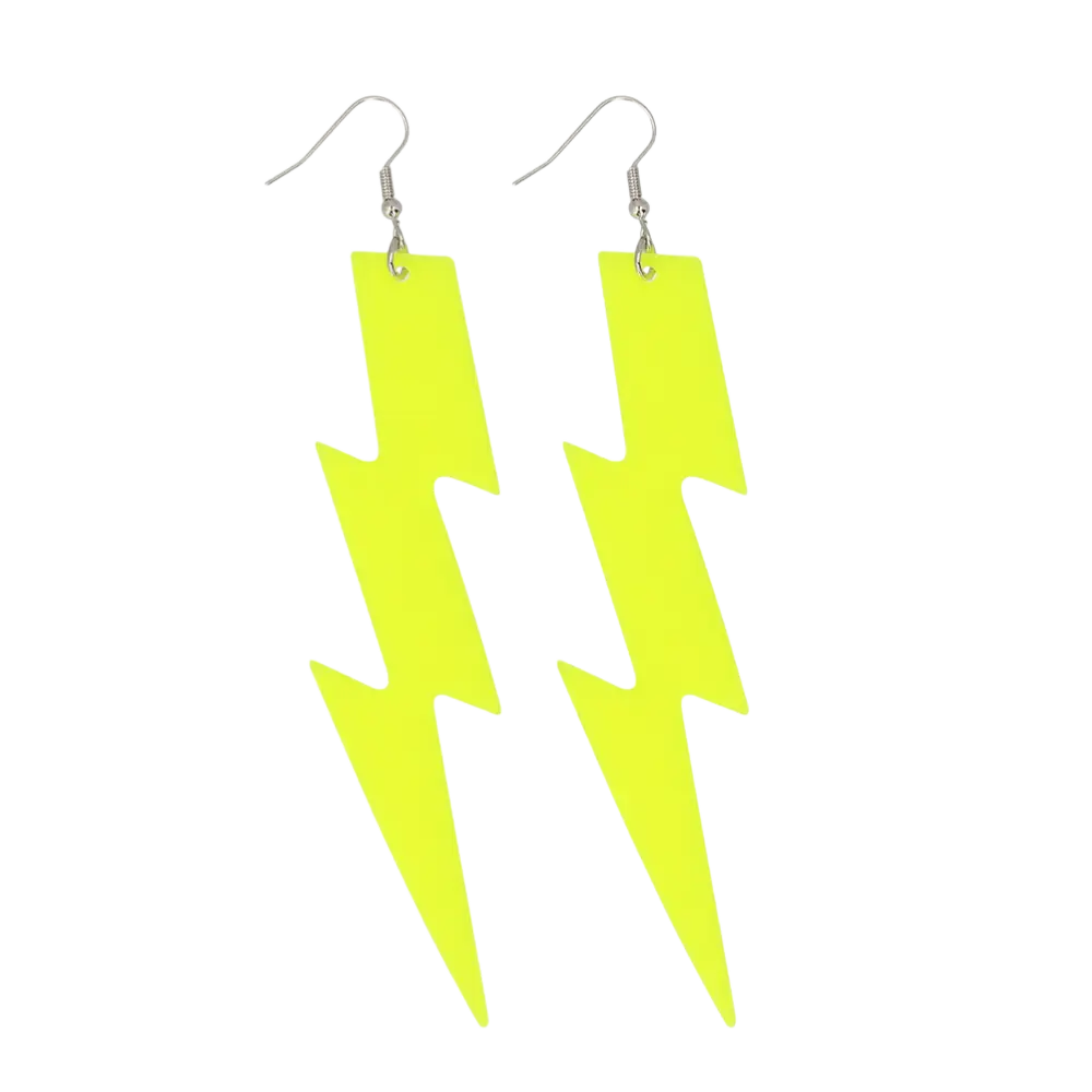 Boucles d’Oreilles Flash Jaune Fluo UV – Modèle Néon Fluorescent Soirée, Festival