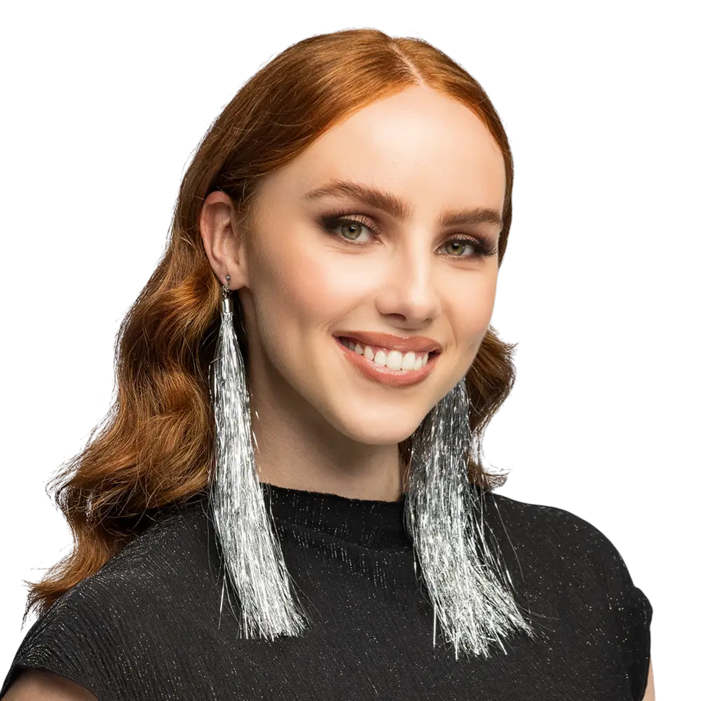 Boucles d’Oreilles Argent 20 cm – Pendants Festifs à Clips Soirée &amp; Festival