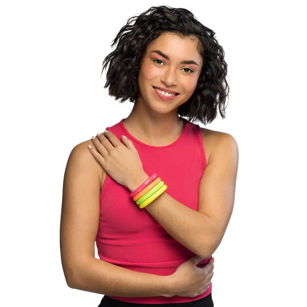 Lot 4 Bracelets Rave – Bracelets Fluo Multicolores Festival &amp; Soirée
