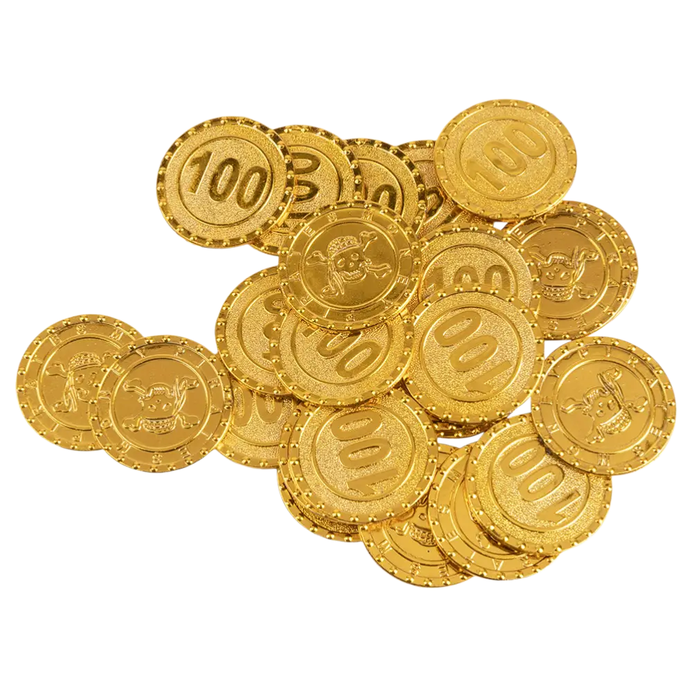 Lot de 24 Pièces de Monnaie Pirate – Accessoire Déguisement et Décoration Coffre au Trésor