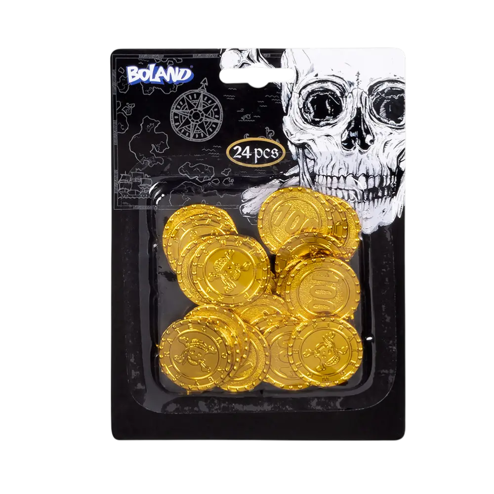 Lot de 24 Pièces de Monnaie Pirate – Accessoire Déguisement et Décoration Coffre au Trésor