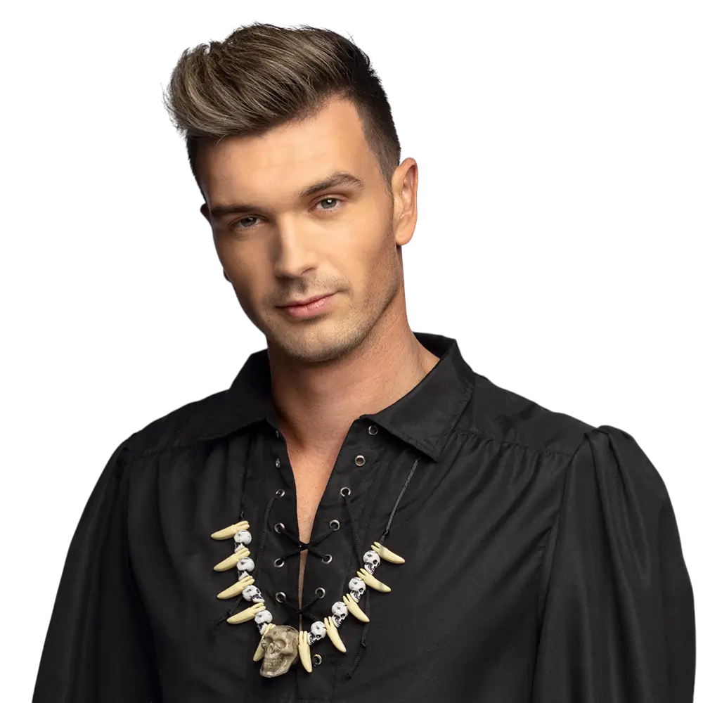 Collier Dent Tête de Mort – Accessoire Déguisement Pirate et Gothique Adulte