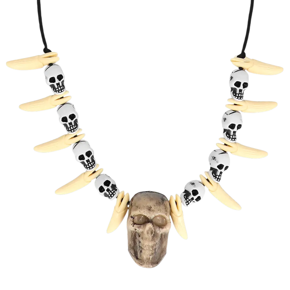 Collier Dent Tête de Mort – Accessoire Déguisement Pirate et Gothique Adulte