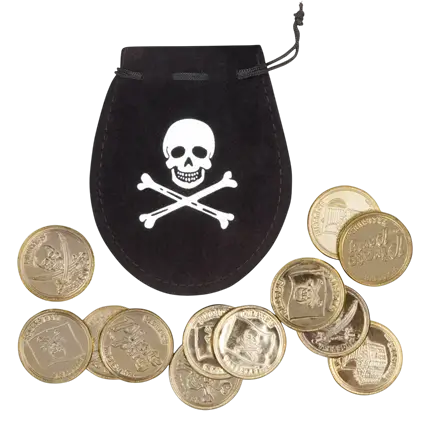 Bourse Pirate avec 12 Pièces de Monnaie – Accessoire Trésor Déguisement Pirate