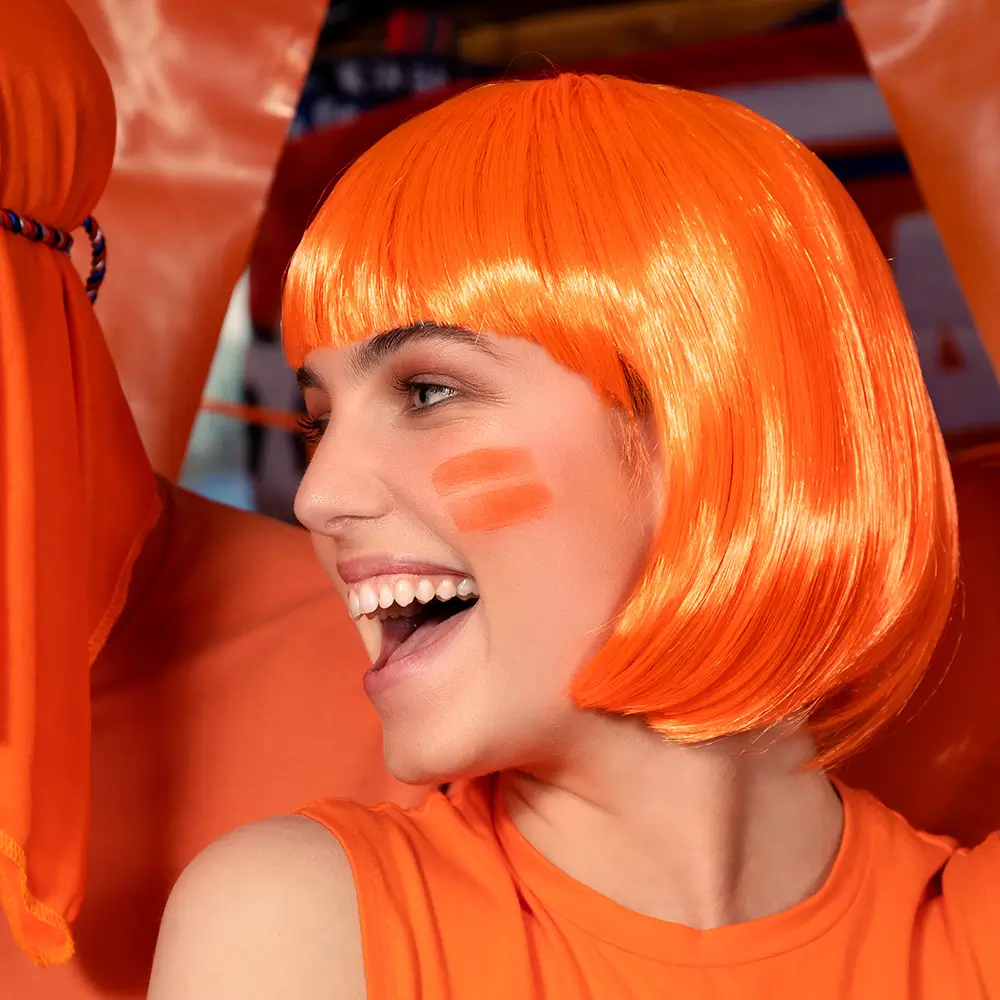Perruque Cabaret orange fluo UV
