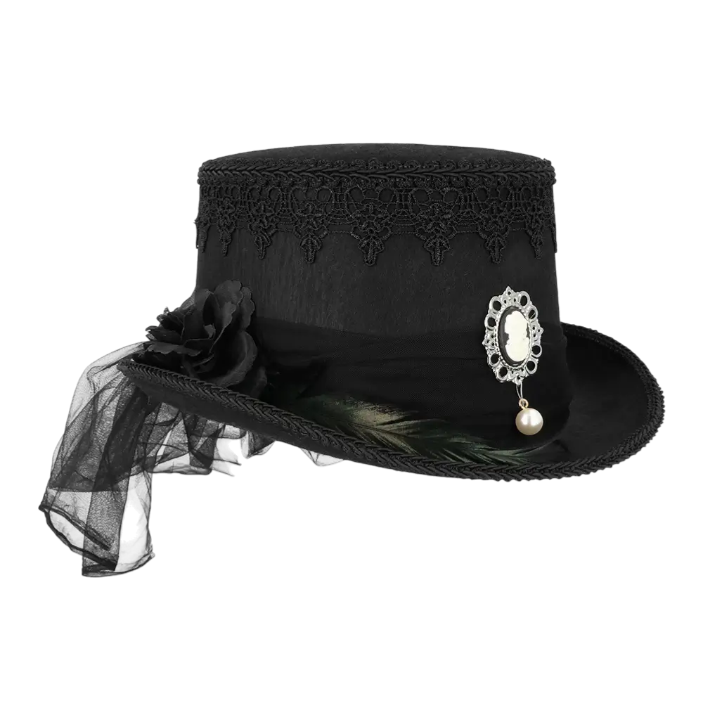 Chapeau Gothic Haut-de-forme Noir Vintage – Accessoire Déguisement Gothique et Steampunk