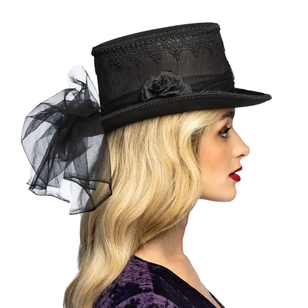 Chapeau Gothic Haut-de-forme Noir Vintage – Accessoire Déguisement Gothique et Steampunk