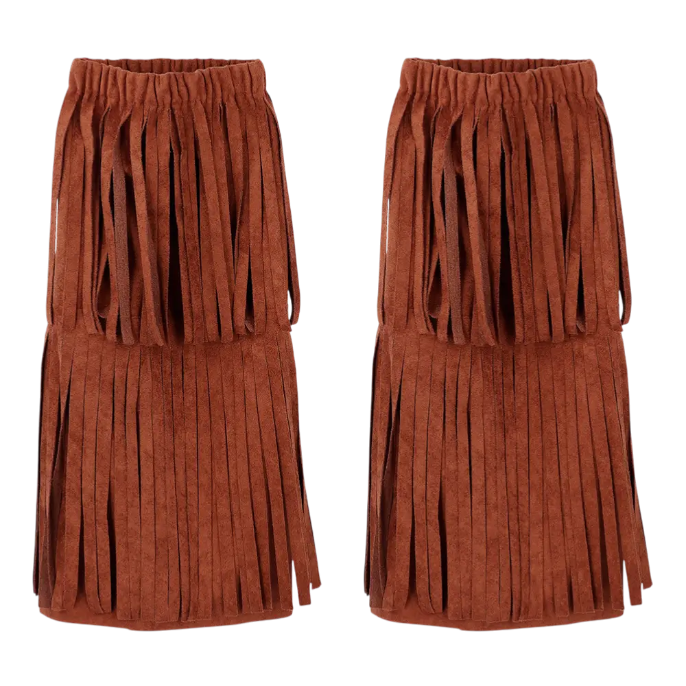 Jambières Hippie Marron à Franges – Accessoire Déguisement Festival et Années 70