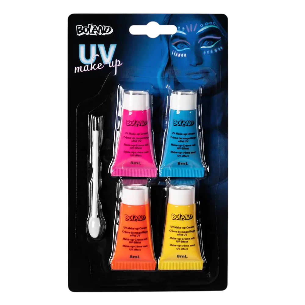 Kit Maquillage UV Néon 4 Couleurs – Maquillage Fluorescent Soirée