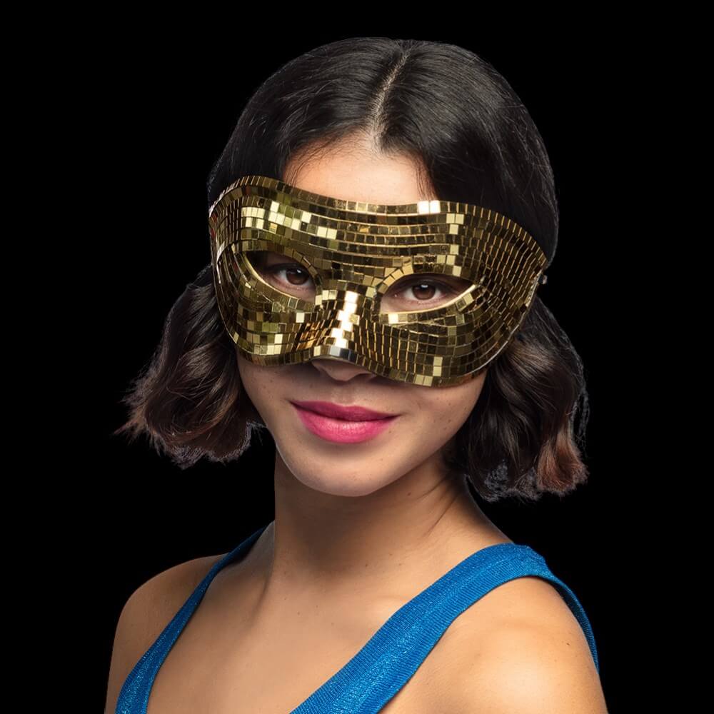 Masque Loup Disco Or – Accessoire Soirée Scintillant