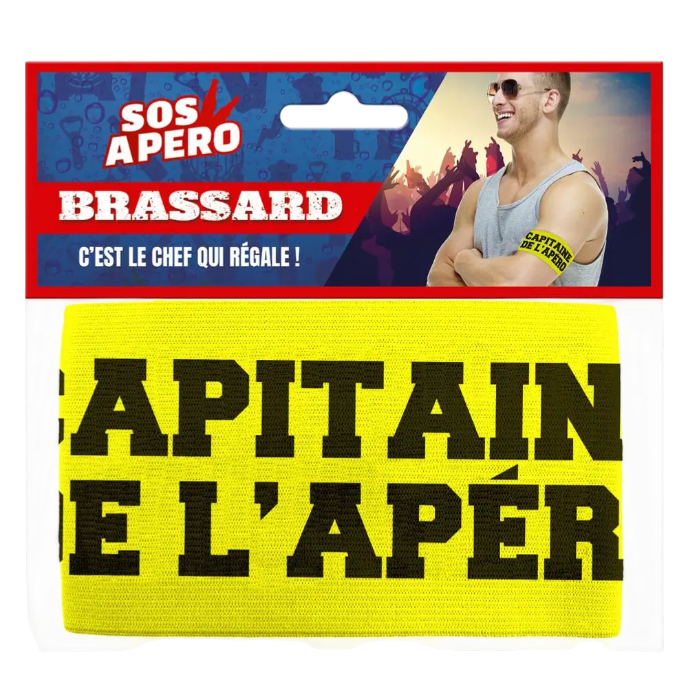 Brassard Apéro “Capitaine de l’Apéro” Jaune – Accessoire EVG et Soirée Drôle