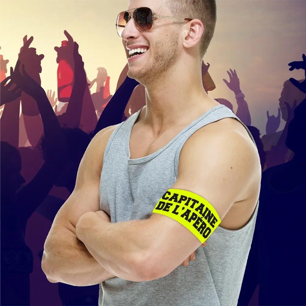 Brassard Apéro “Capitaine de l’Apéro” Jaune – Accessoire EVG et Soirée Drôle