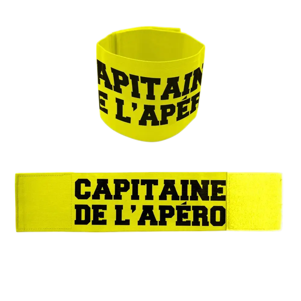 Brassard Apéro “Capitaine de l’Apéro” Jaune – Accessoire EVG et Soirée Drôle