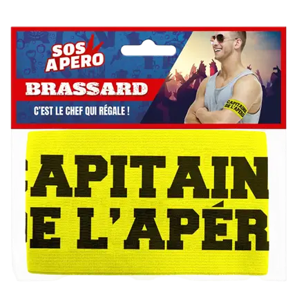 Brassard Apéro “Capitaine de l’Apéro” Jaune – Accessoire EVG et Soirée Drôle