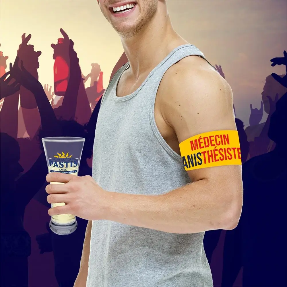 Brassard Apéro “Médecin Anisthésiste” Jaune – Animation Soirée Humoristique