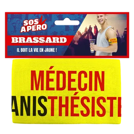 Brassard Apéro “Médecin Anisthésiste” Jaune – Animation Soirée Humoristique
