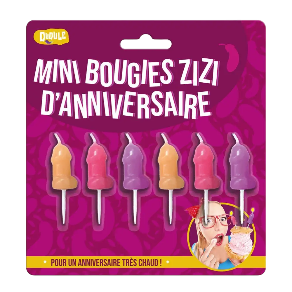 Lot de 6 Bougies Anniversaire Zizi – Décoration Gâteau EVJF