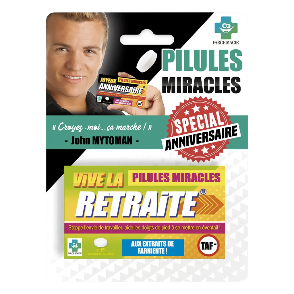 Pilules Miracles “Spécial Retraite” – Cadeau Humour Départ en Retraite