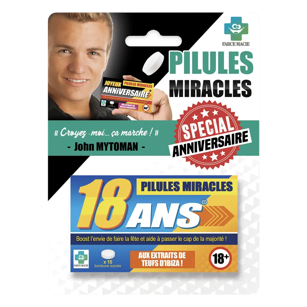 Pilules Miracles “18 Ans” – Idée Cadeau Anniversaire Majorité
