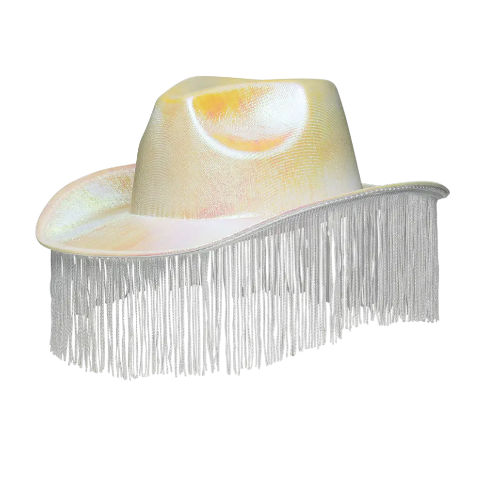 Chapeau cowboy à franges pour déguisement Fabulous – Blanc