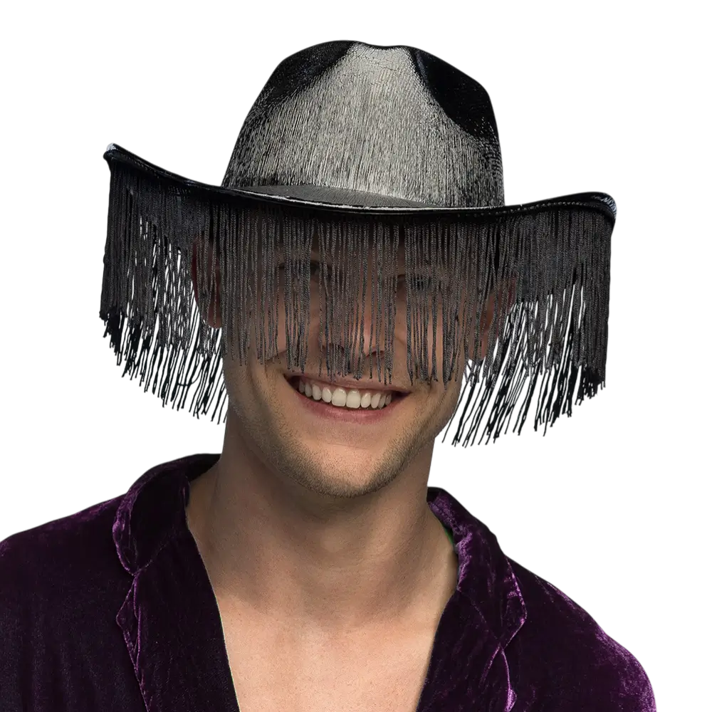 Chapeau cowboy à franges pour déguisement Fabulous – Noir
