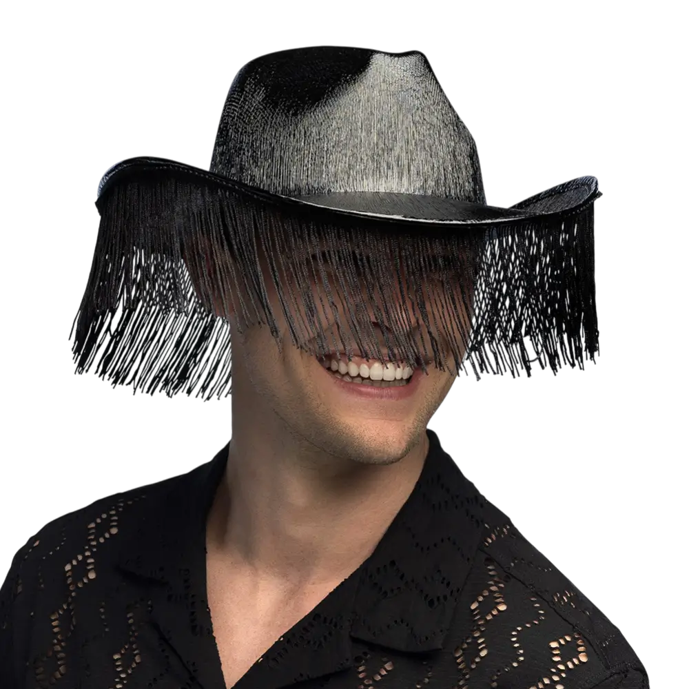 Chapeau cowboy à franges pour déguisement Fabulous – Noir