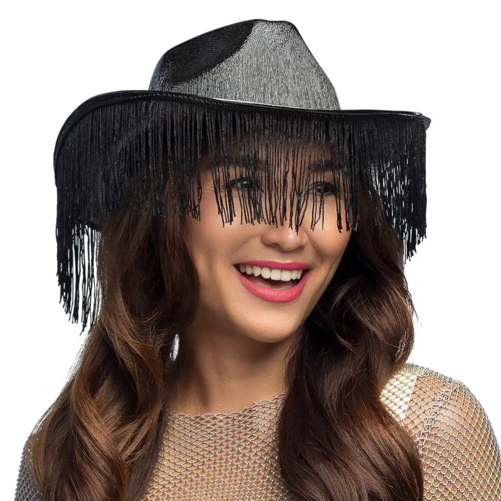 Chapeau cowboy à franges pour déguisement Fabulous – Noir