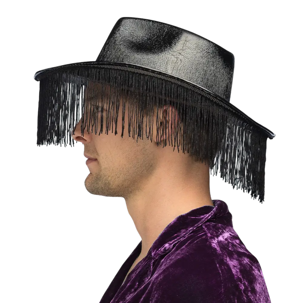 Chapeau cowboy à franges pour déguisement Fabulous – Noir