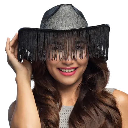 Chapeau cowboy à franges pour déguisement "Fabulous" – Noir