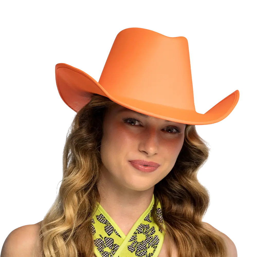 Chapeau cowboy à franges pour déguisement Blaze – Orange fluo