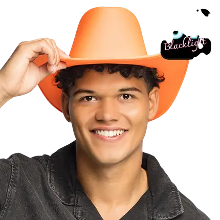 Chapeau cowboy à franges pour déguisement "Blaze" – Orange fluo