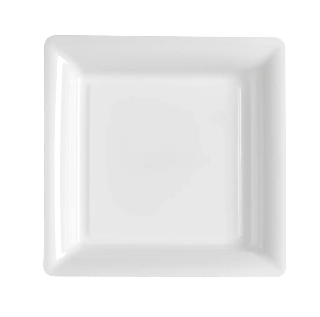 Assiettes Carrées Réutilisables Incassables 23,5 cm Blanc – Vaisselle de Fête