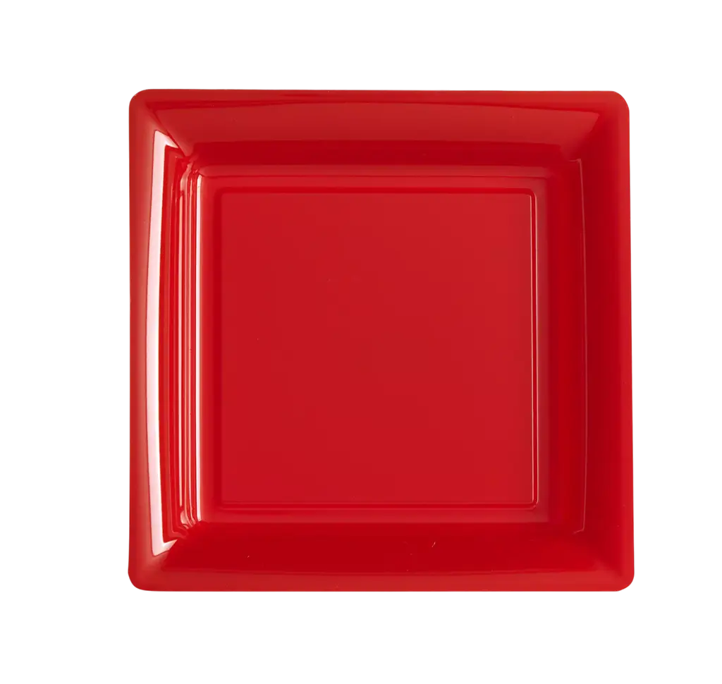 Assiettes Carrées Réutilisables Incassables 23,5 cm Rouge – Vaisselle de Fête