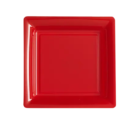Assiettes Carrées Réutilisables Incassables 23,5 cm Rouge – Vaisselle de Fête