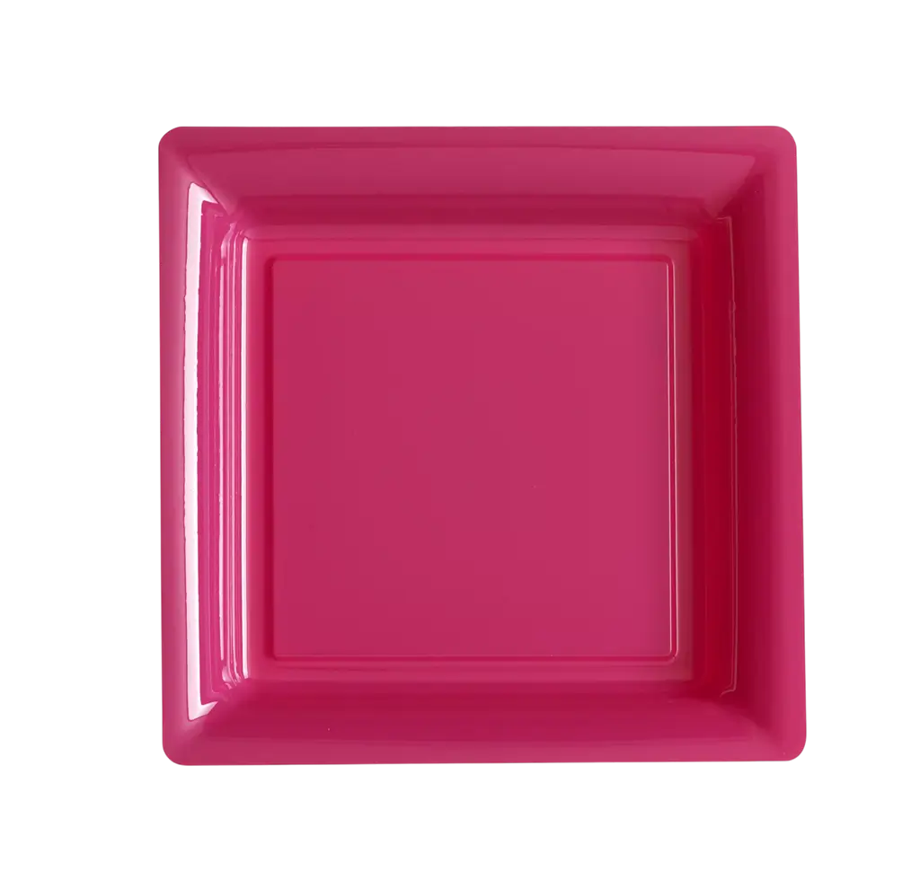Assiettes Carrées Réutilisables Incassables 23,5 cm Fuchsia – Vaisselle de Fête