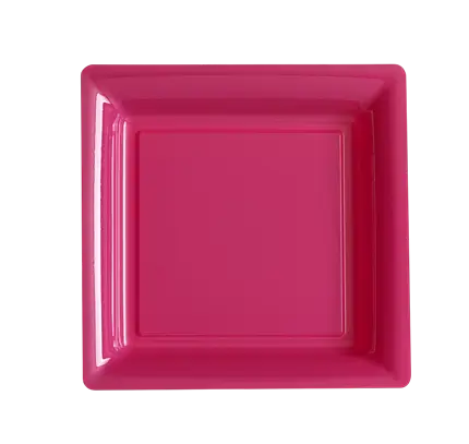 Assiettes Carrées Réutilisables Incassables 23,5 cm Fuchsia – Vaisselle de Fête