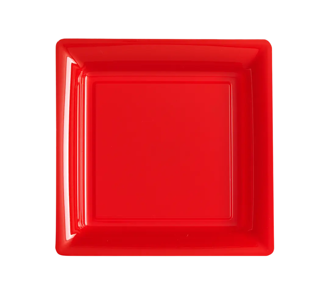 Assiettes Carrées Réutilisables Incassables 18 cm Rouge – Vaisselle de Fête