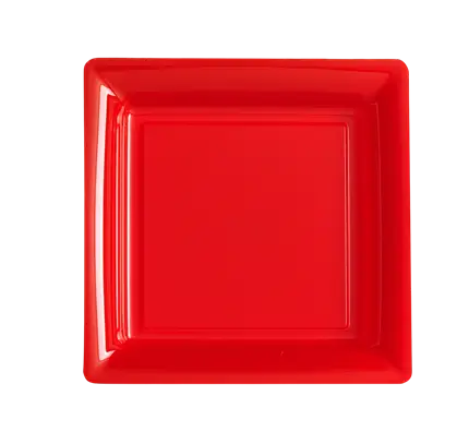 Assiettes Carrées Réutilisables Incassables 18 cm Rouge – Vaisselle de Fête