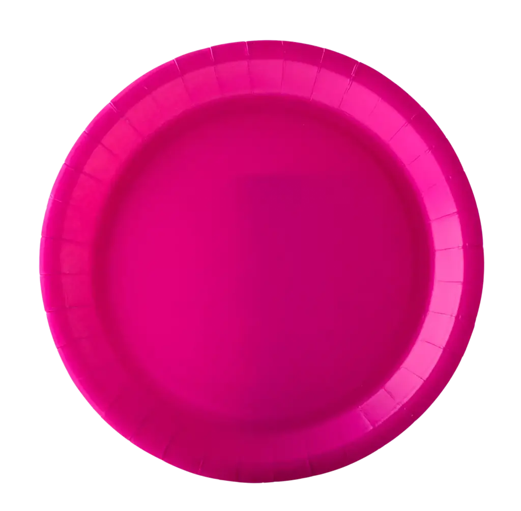 Assiettes Carton Rondes 18 cm Fuchsia – Vaisselle de Fête