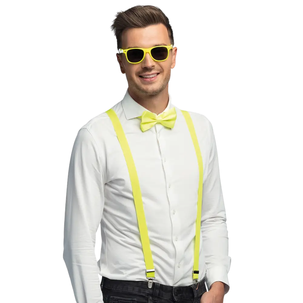 Kit accessoires fluo pour fête et déguisement – Jaune fluo