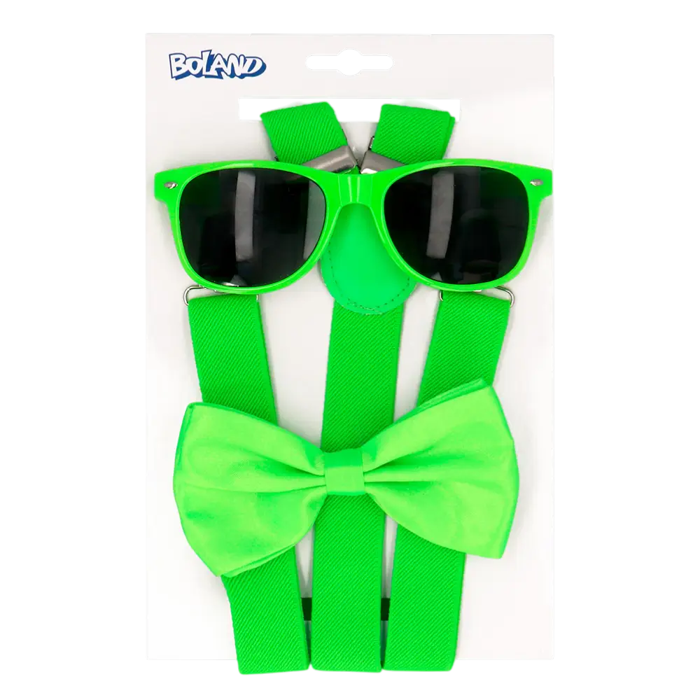 Kit accessoires fluo pour fête et déguisement – Vert fluo