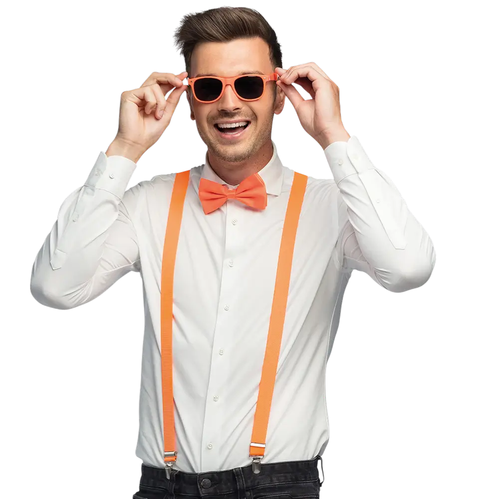 Kit accessoires fluo pour fête et déguisement – Orange fluo