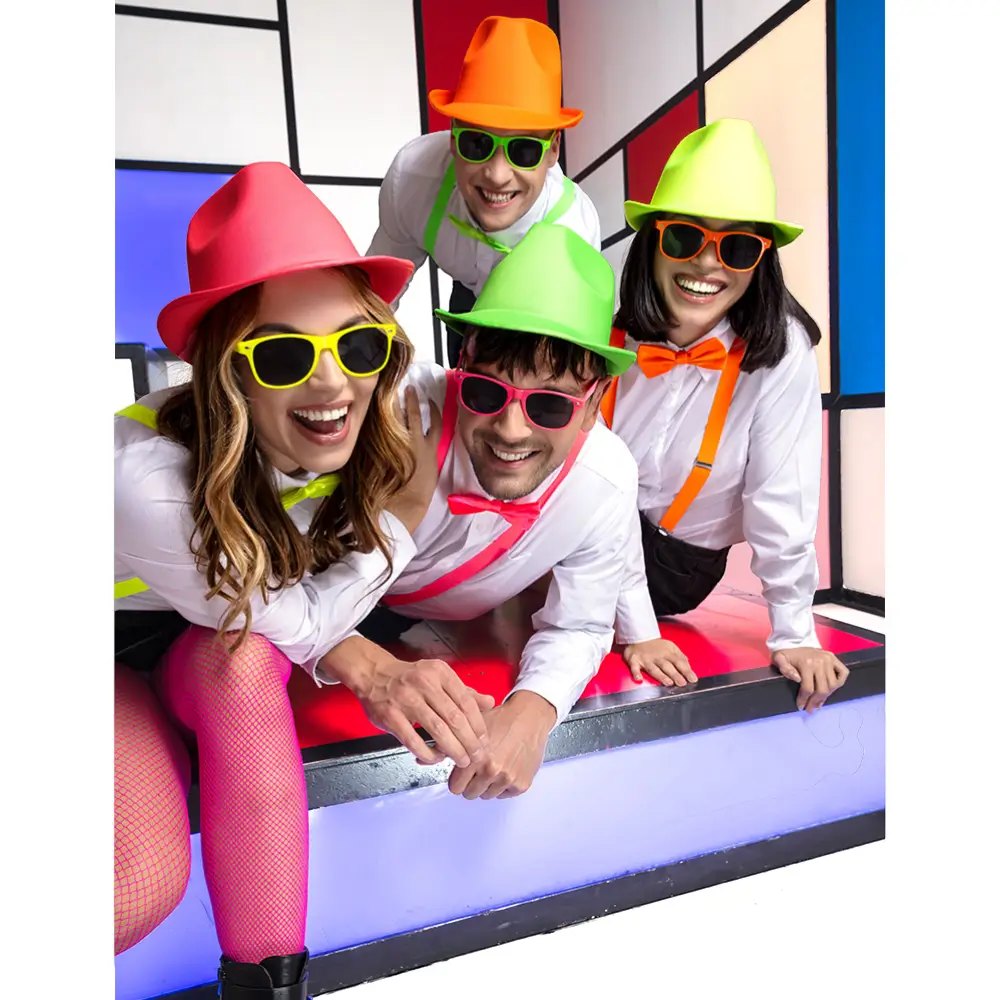 Kit accessoires fluo pour fête et déguisement – Orange fluo