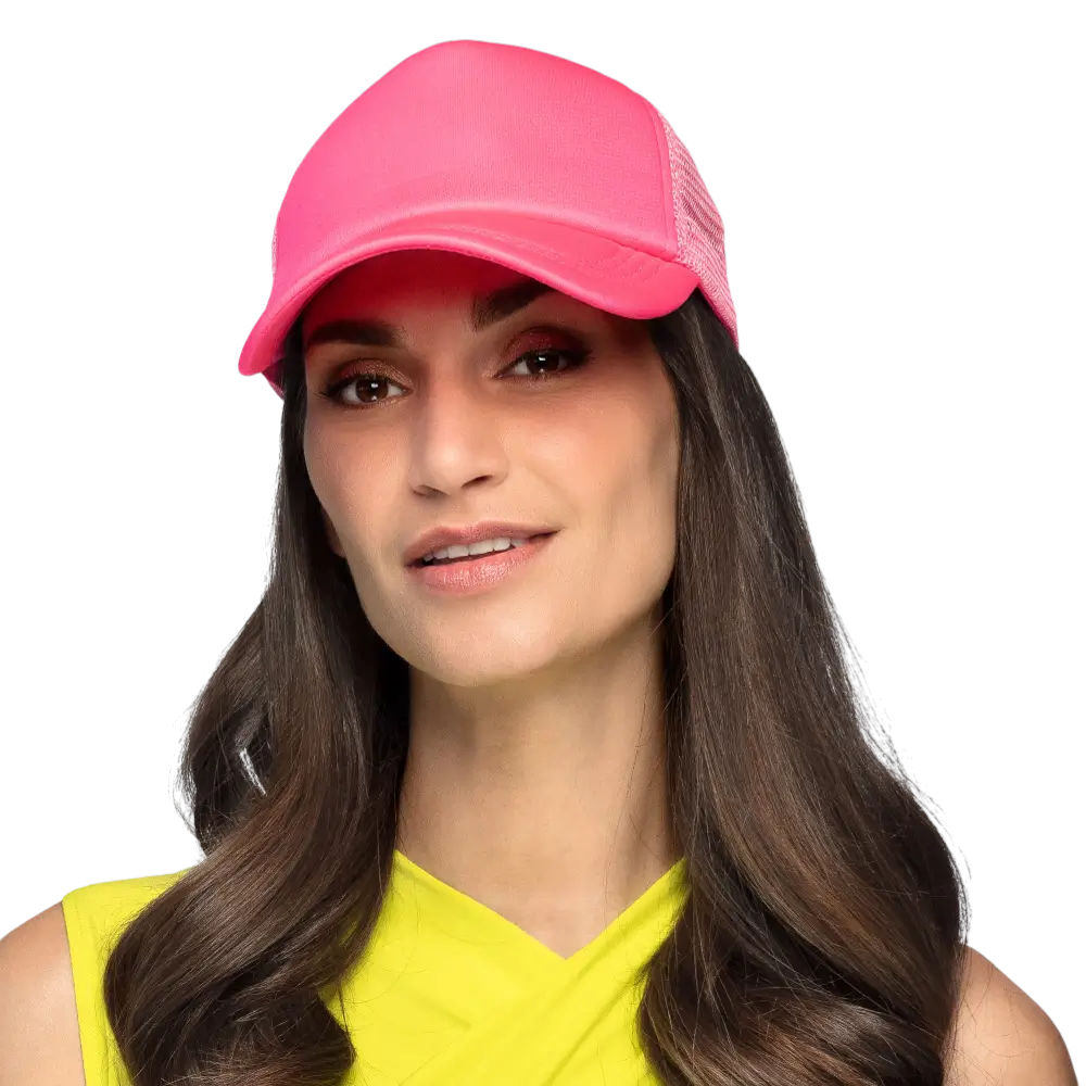 Casquette fluo pour fête et déguisement – Rose fluo