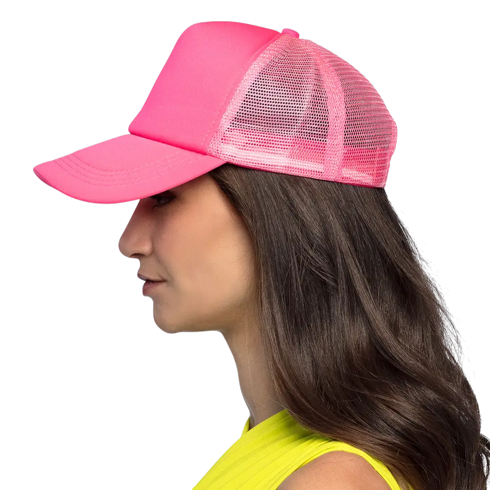Casquette fluo pour fête et déguisement – Rose fluo