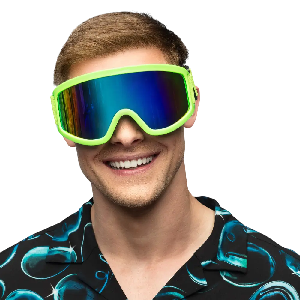 Lunettes de ski pour fête et déguisement – Vert fluo