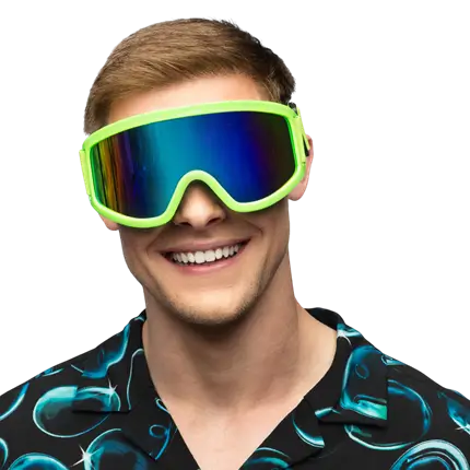 Lunettes de ski pour fête et déguisement – Vert fluo