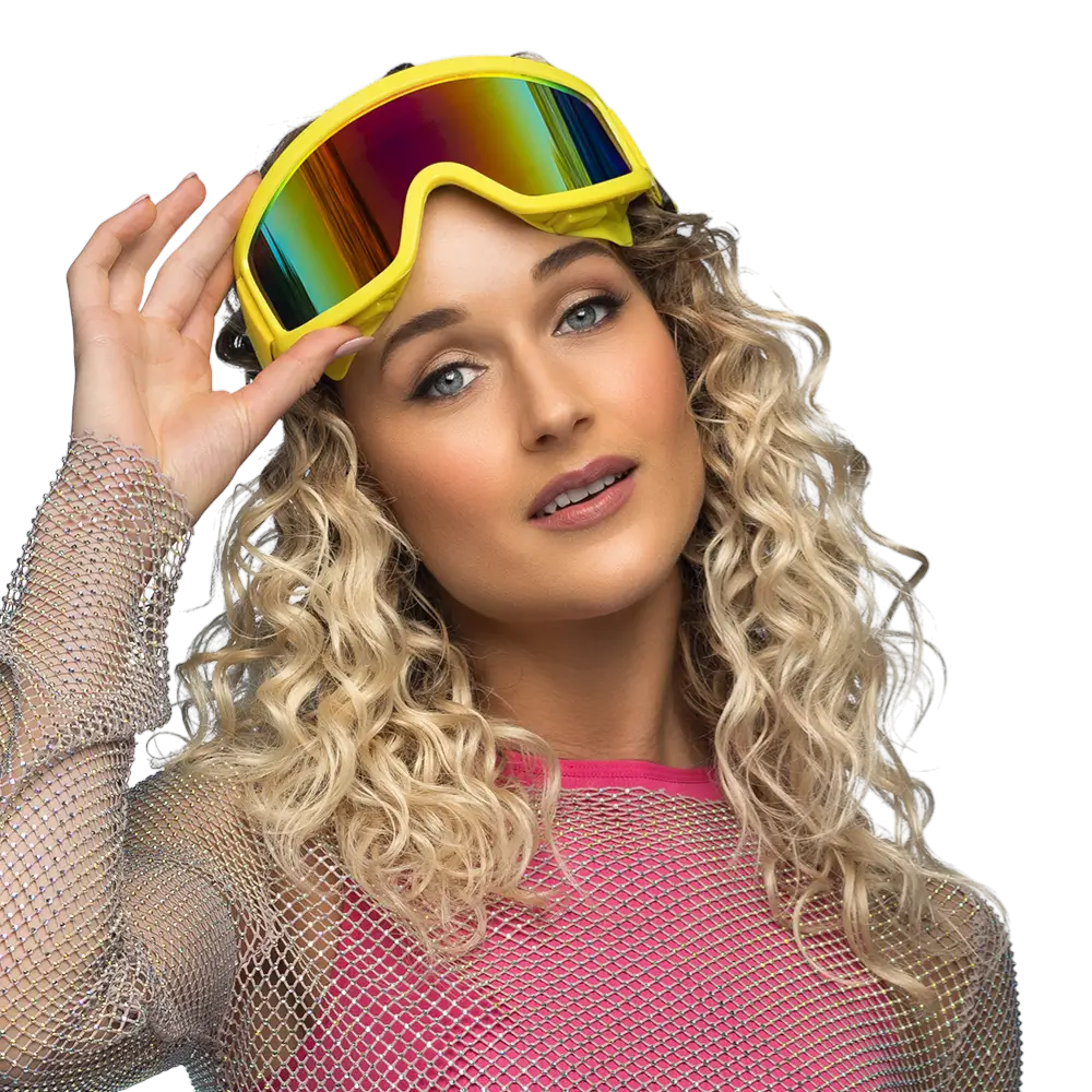 Lunettes de ski pour fête et déguisement – Jaune fluo