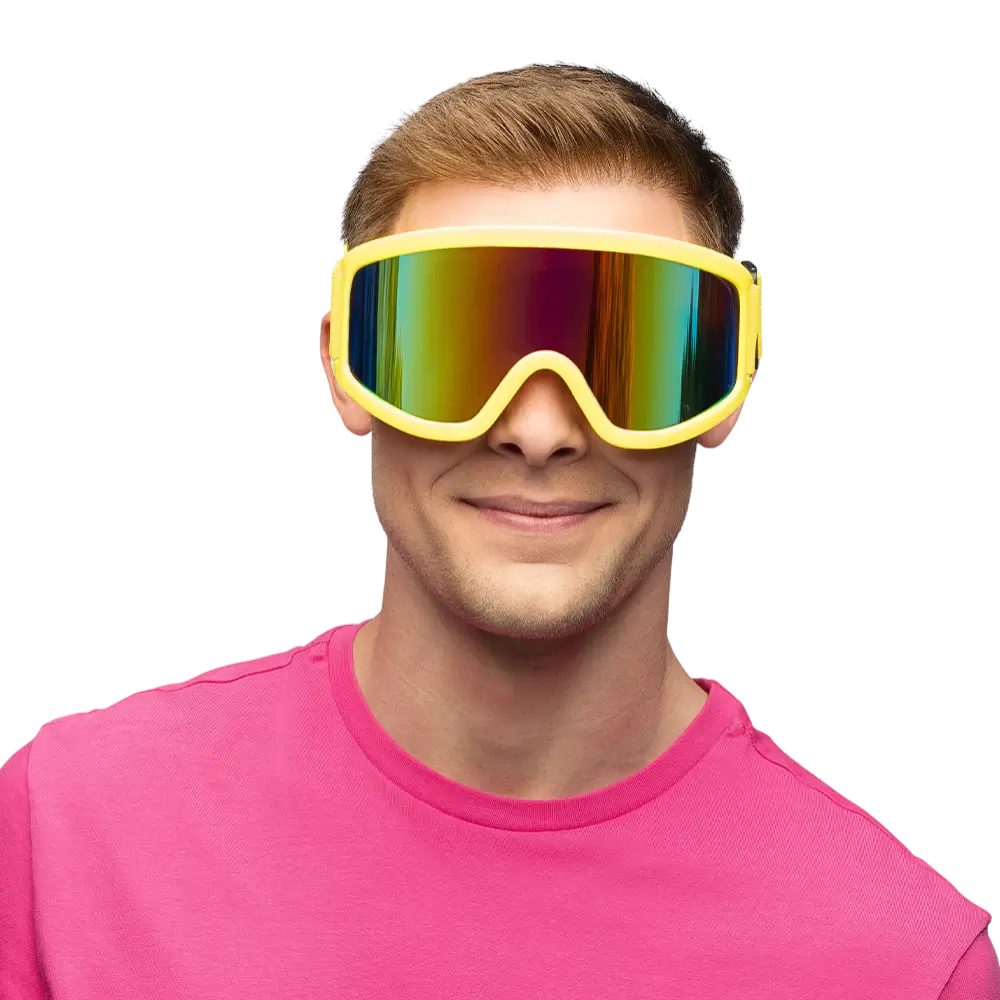 Lunettes de ski pour fête et déguisement – Jaune fluo